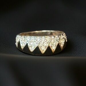 Vintage O.C. Tanner 18KHGE black enamel simulated diamond ring